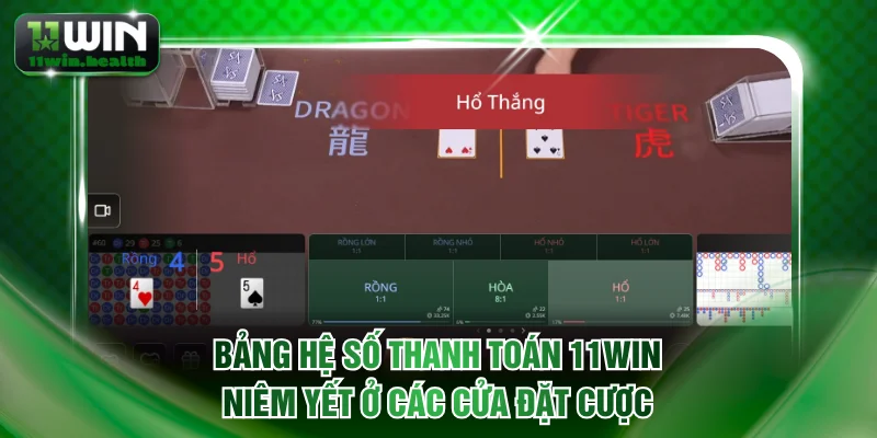 Bảng hệ số thanh toán 11WIN niêm yết ở các cửa đặt cược trong game