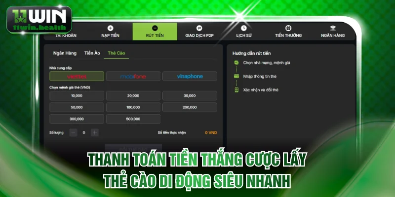 Thanh toán tiền thắng cược lấy thẻ cào di động siêu nhanh